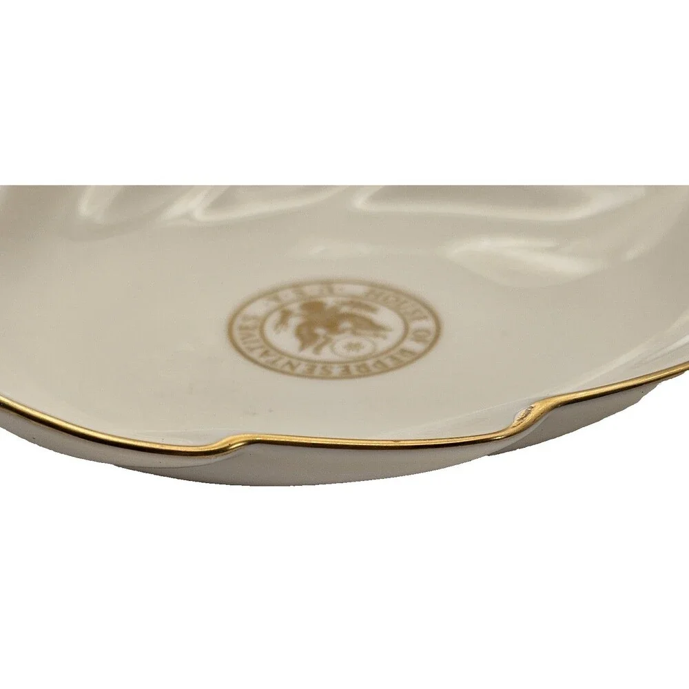 Lenox US House of Representatives Pickard China, Leaf Shape Candy Dish Gold Trim